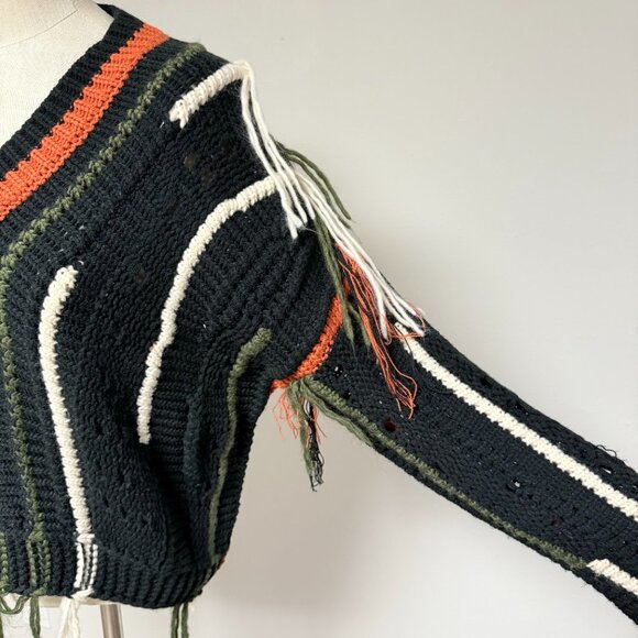 Elan Knitted Fringed Chunky Boho Sweater - Picture 4 of 9